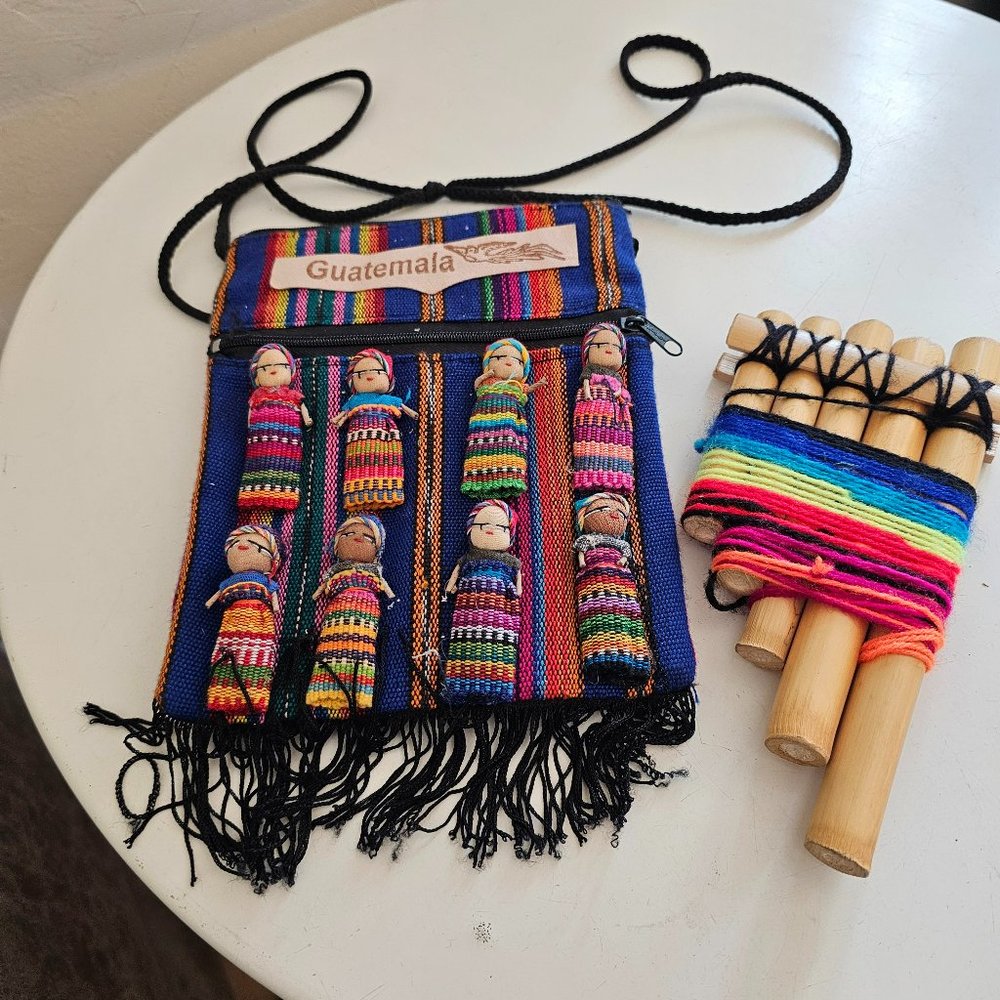 Handmade Guatemalan purse and flute set